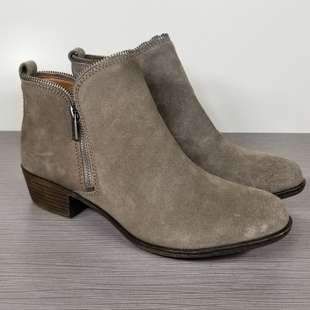 Lucky Brand Bartalino Bootie, Taupe Suede, Womens Size 10 M / 40